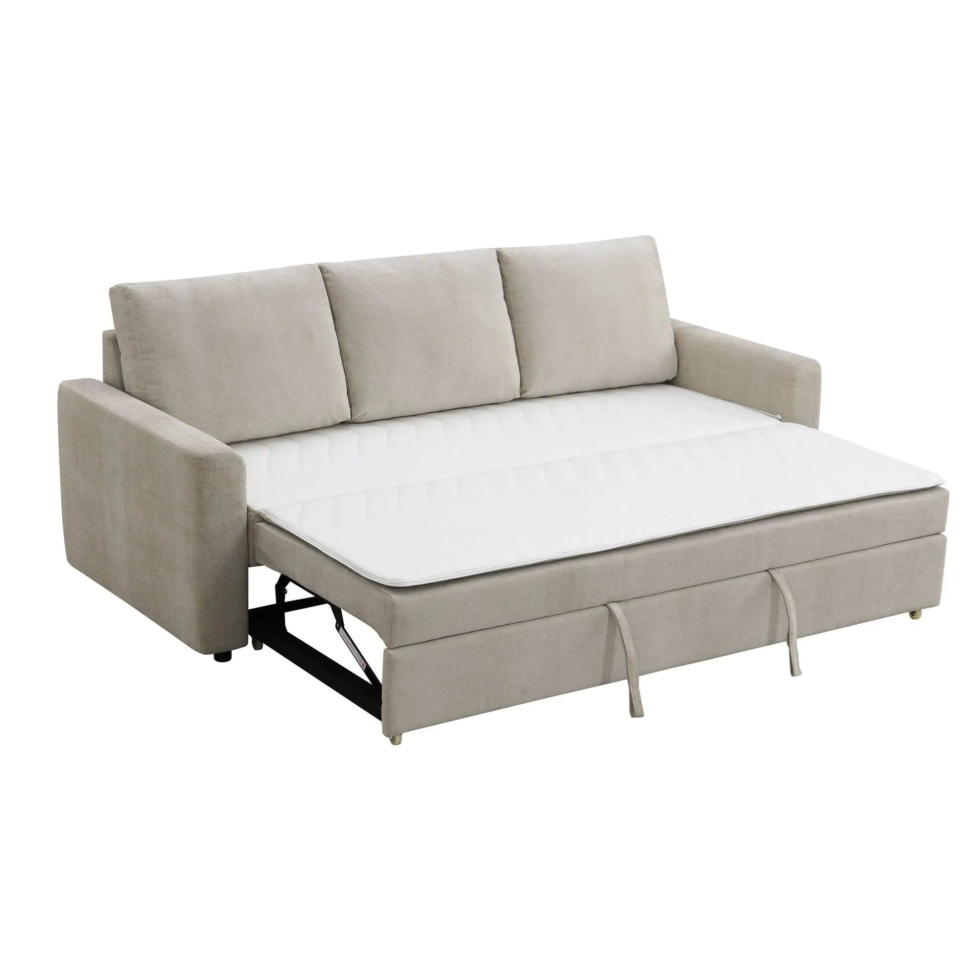 Leira linen pull-out sleeper sofa beige by Unique Piece Furniture with bed extension on Tampa Home & Garden Store