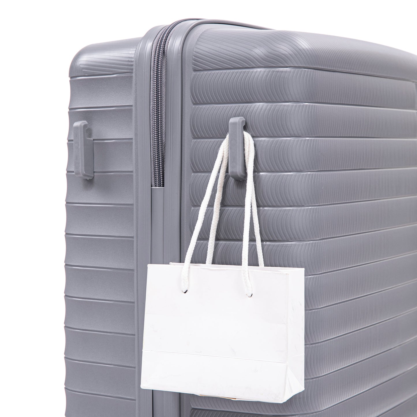 4-Piece PP Spinner Wheel Luggage Set light gray with textured panels on Tampa Home & Garden Store