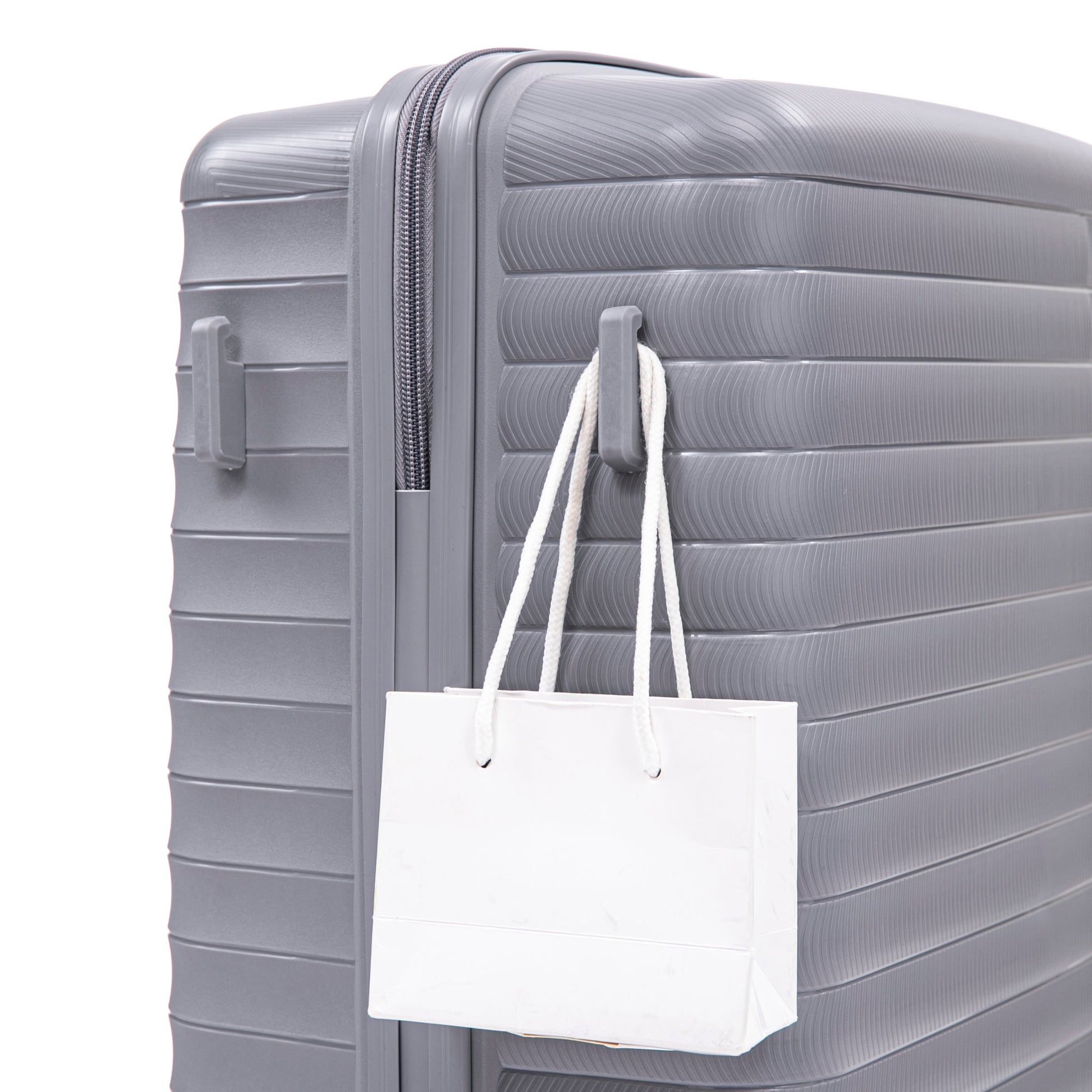 4-Piece PP Spinner Wheel Luggage Set light gray with textured panels on Tampa Home & Garden Store