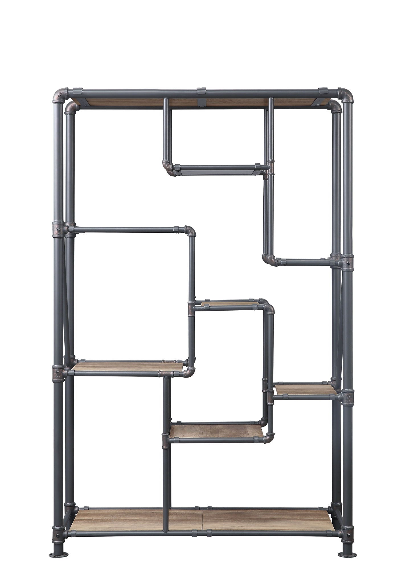 Brantley antique oak bookshelf etagere with steel pipe frame by HouseOfZazla on Tampa Home & Garden Store