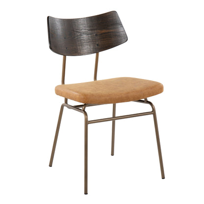 Mid Century Modern Chair Set of 2 with upholstered tan seat and wood back by HouseOfZazla on Tampa Home & Garden Store
