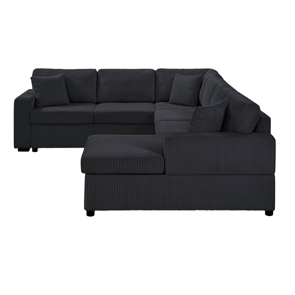 Oversized U-shaped sectional sofa with chaise in charcoal corduroy, 3 pillows on Tampa Home & Garden Store