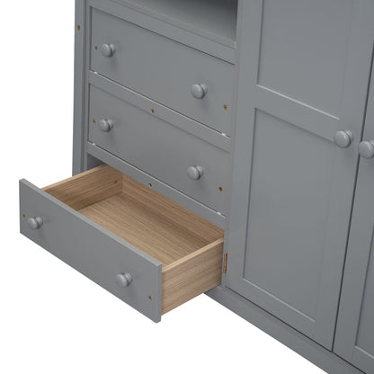 Loft bed with built-in wardrobe and drawers in gray by HouseOfZazla includes shelves and wood drawers on Tampa Home & Garden Store