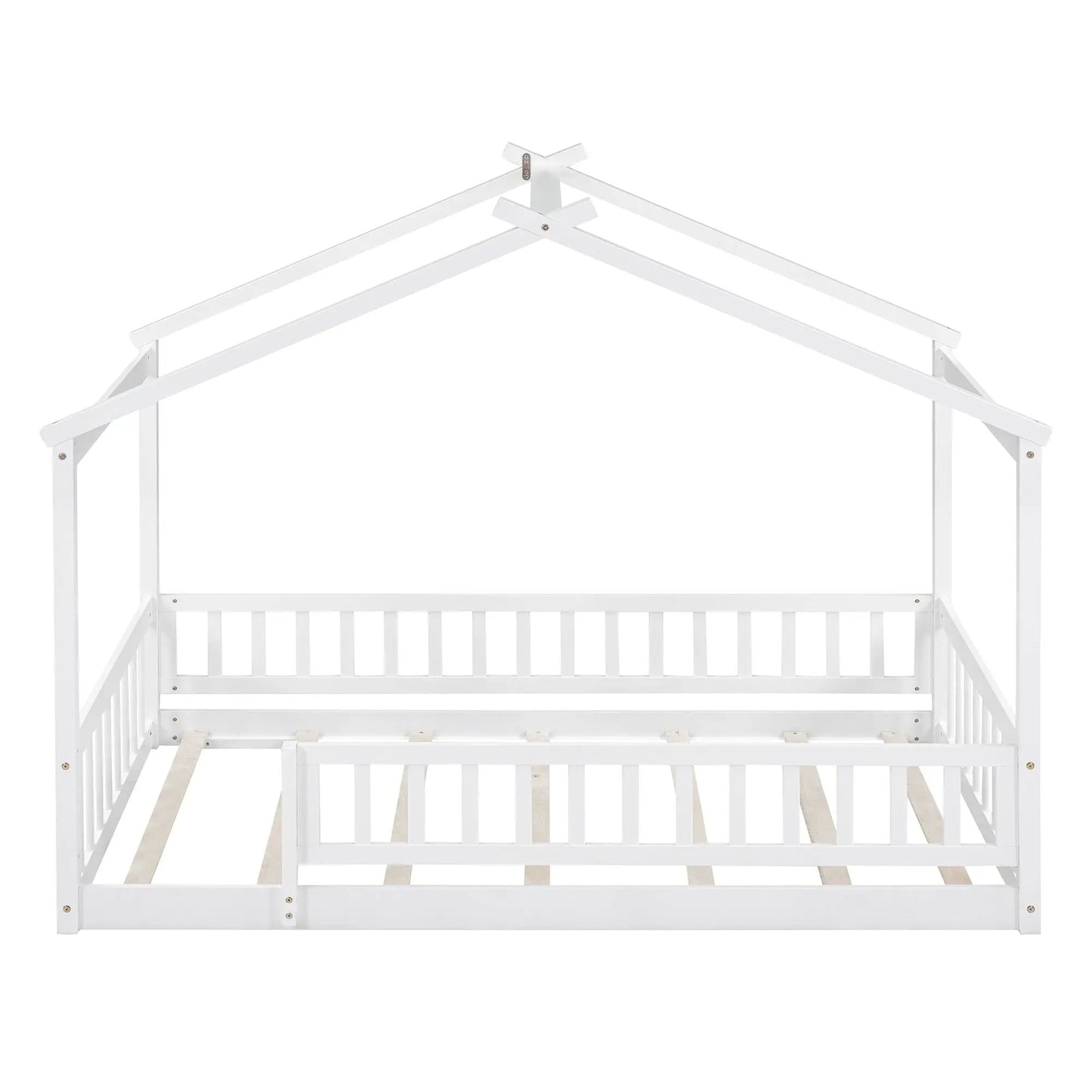Bed House Bed Frame With Fence canopy bed, white wood, exposed rails by Unique Piece Furniture on Tampa Home & Garden Store