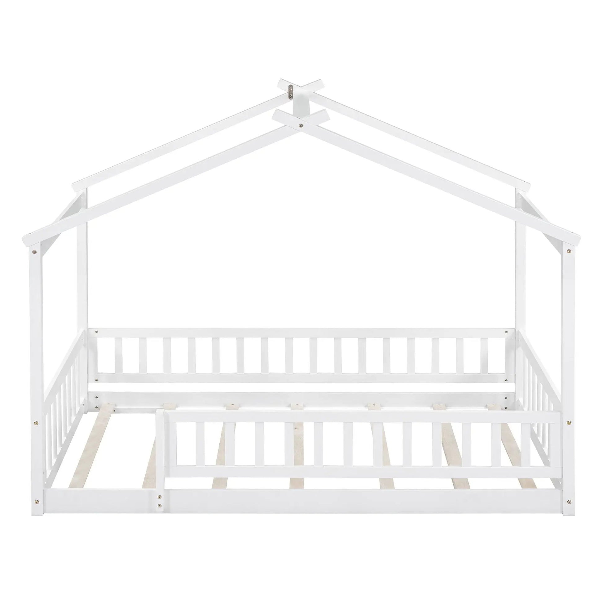 Bed House Bed Frame With Fence canopy bed, white wood, exposed rails by Unique Piece Furniture on Tampa Home & Garden Store