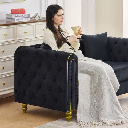 Modern Velvet Chesterfield Loveseat Sofa