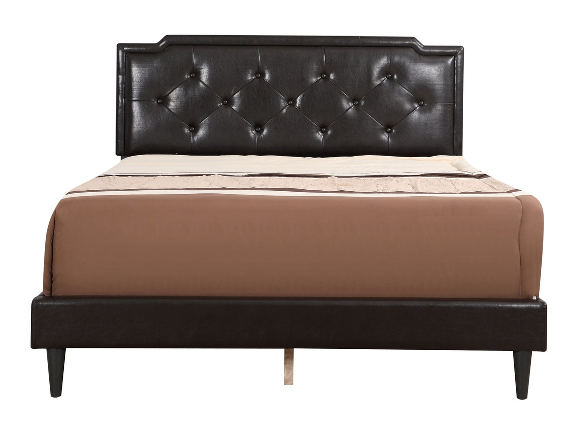 Button tufted black leather upholstered bed by HouseOfZazla with diamond tufting on Tampa Home & Garden Store