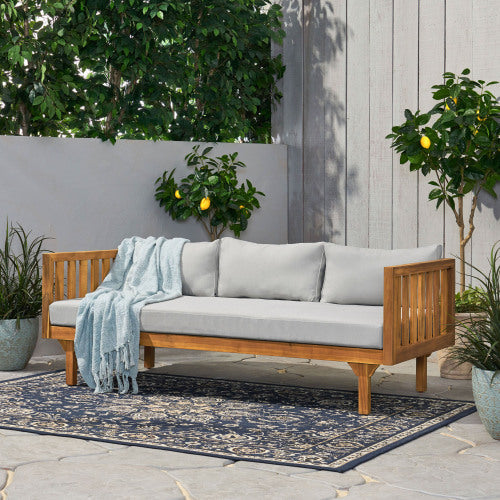 Acacia Wood Outdoor Daybed and Coffee Table