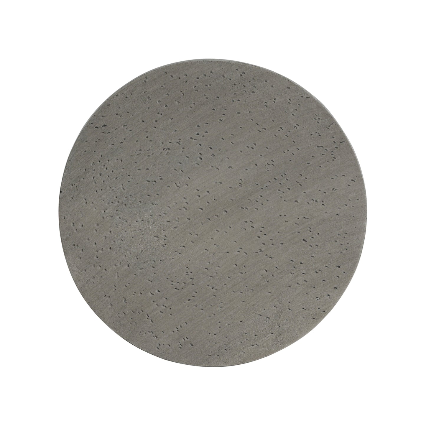Outdoor Lightweight Concrete Side Table by HouseOfZazla; round gray top with pitted texture on Tampa Home & Garden Store