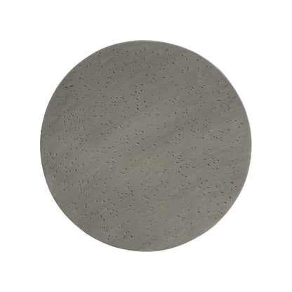 Outdoor Lightweight Concrete Side Table by HouseOfZazla; round gray top with pitted texture on Tampa Home & Garden Store