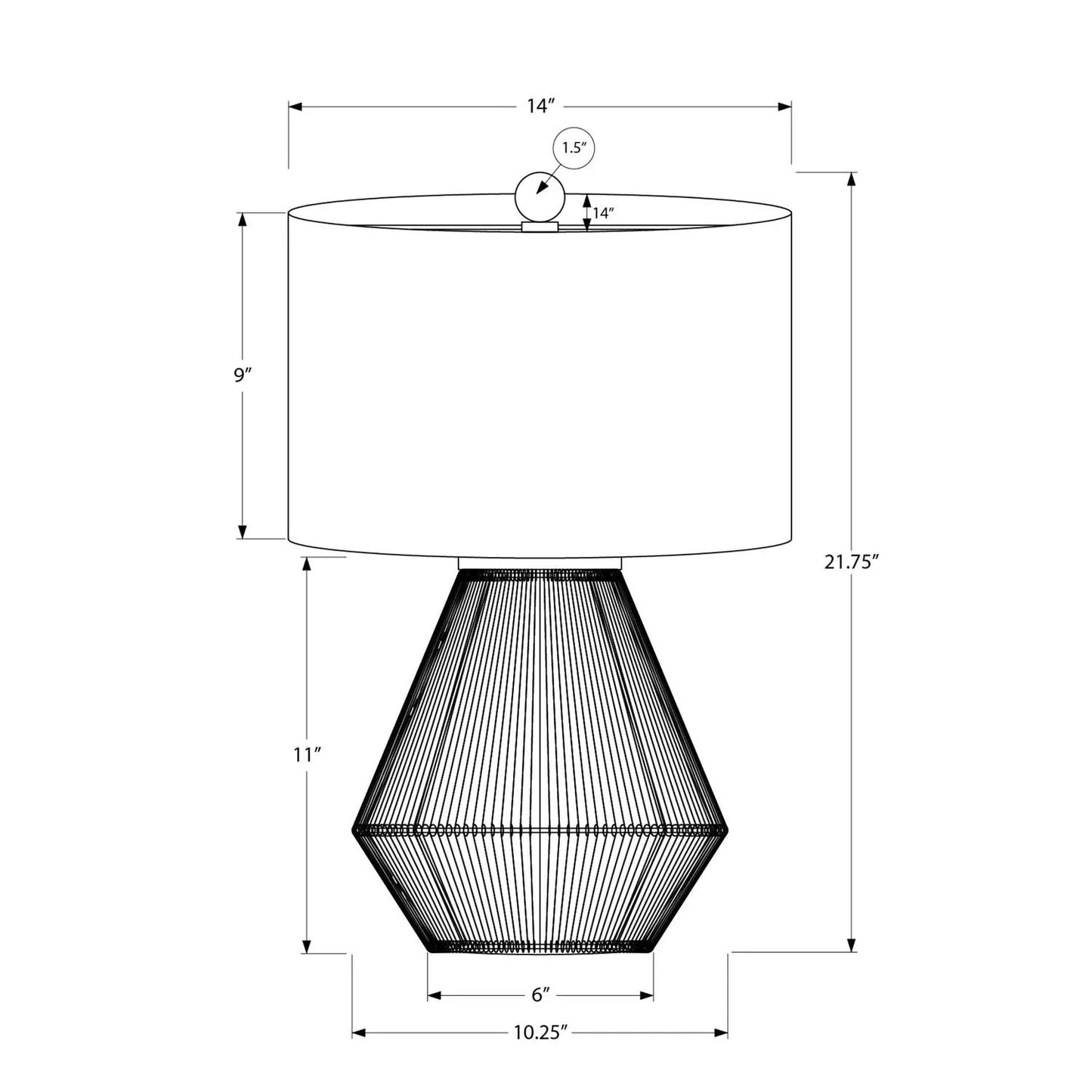 Table lamp brown rope resin with geometric wireframe base by Unique Piece Furniture on Tampa Home & Garden Store