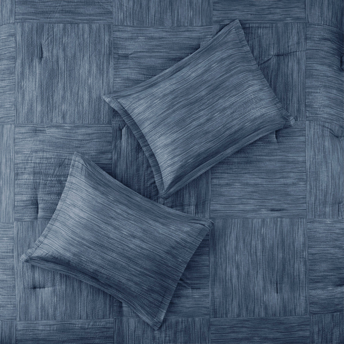Navy Printed Seersucker Comforter and Sheet Set