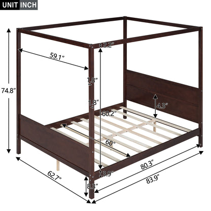 Modern Canopy Platform Bed and Wooden Headboard
