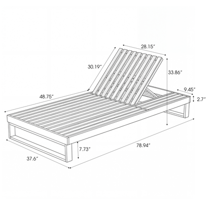 Acacia Wood Chaise Lounge with Adjustable Comfort