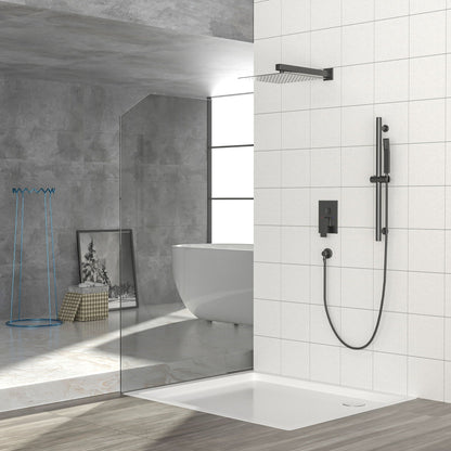Wall Mounted Shower System with Adjustable Slide Bar - Matte Black by HouseOfZazla on Tampa Home & Garden Store