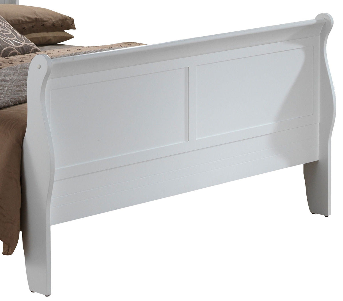 Panel Sleigh Bed white finish with curved footboard and paneled sides by HouseOfZazla on Tampa Home & Garden Store