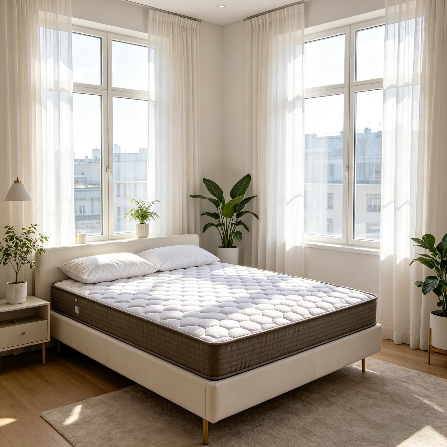 6 Inch Soft-Medium Firmness Pocket Spring Twin Mattress by HouseOfZazla on white bed on Tampa Home & Garden Store