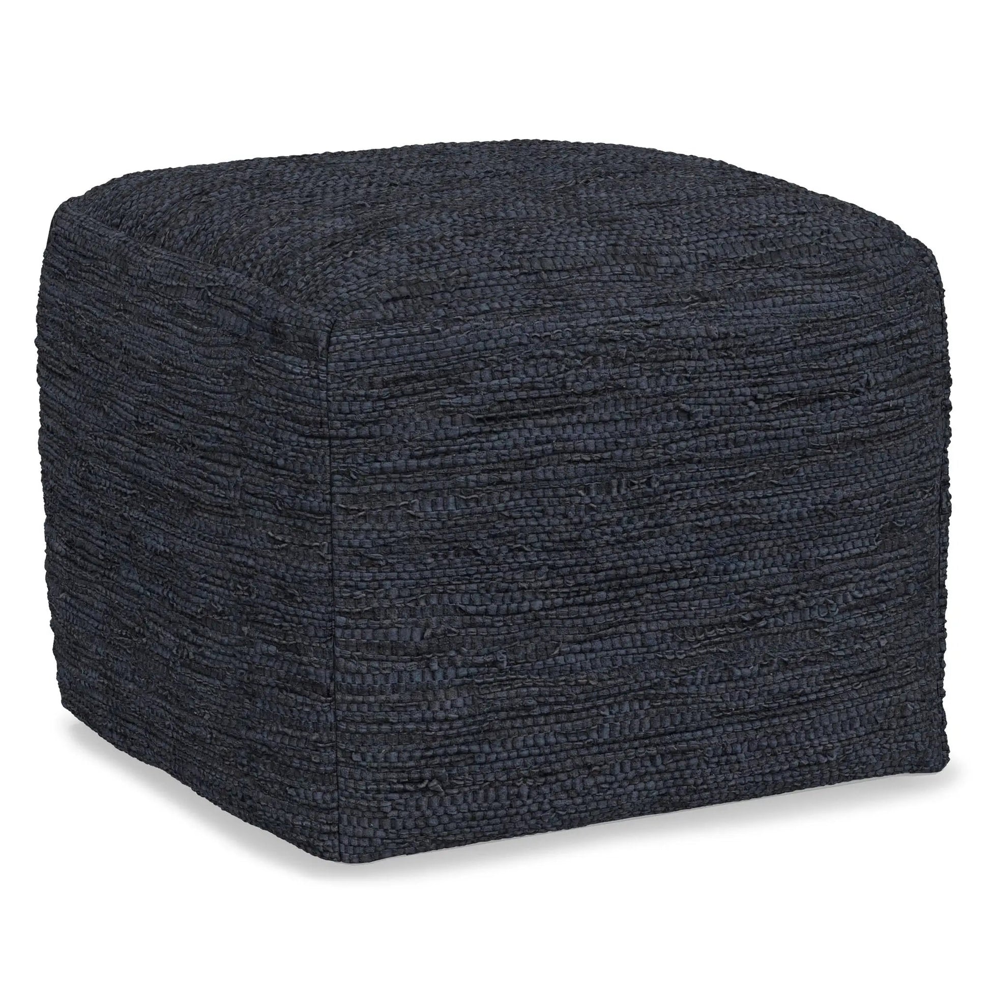 Fredrik Handcrafted Square Pouf dark navy woven fabric accent pouf Unique Piece Furniture on Tampa Home & Garden Store