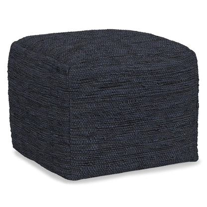 Fredrik Handcrafted Square Pouf dark navy woven fabric accent pouf Unique Piece Furniture on Tampa Home & Garden Store