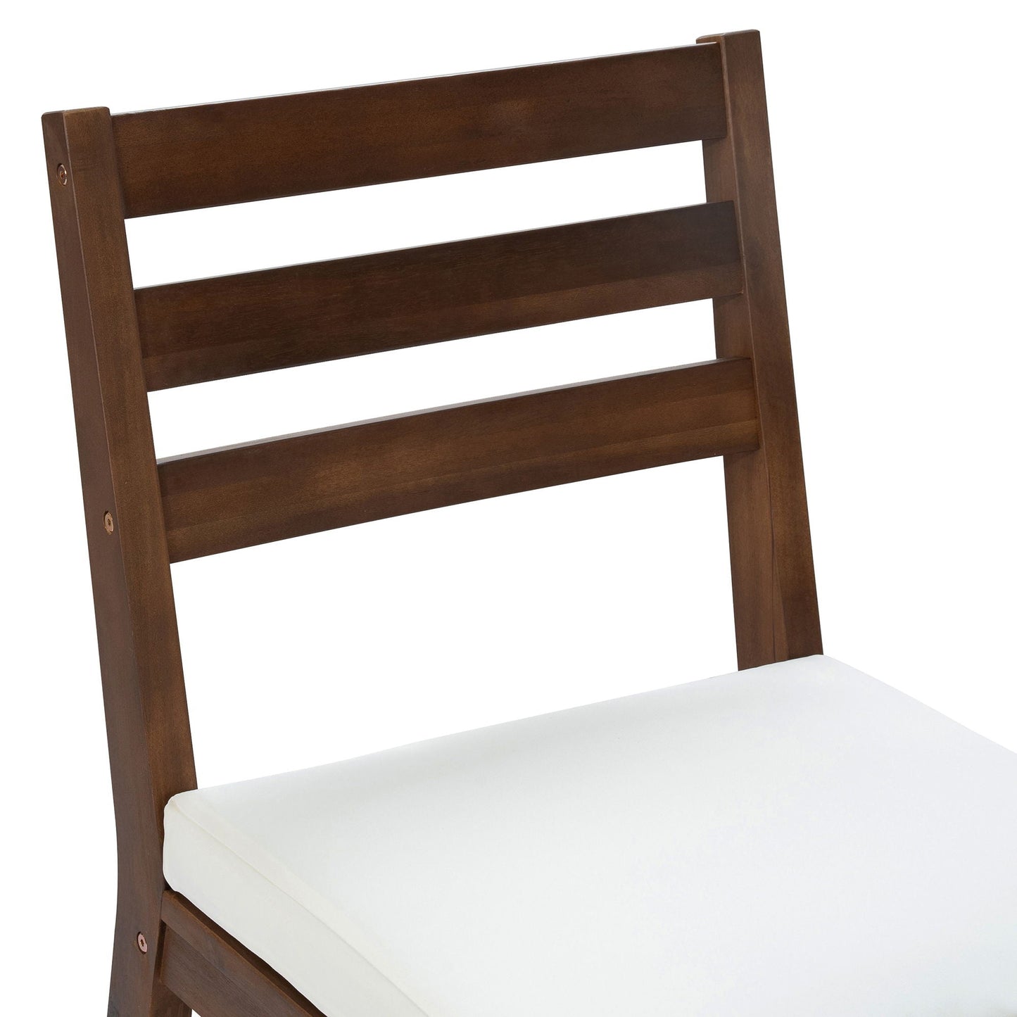HouseOfZazla wooden patio bar chair back with white cushion, brown finish on Tampa Home & Garden Store
