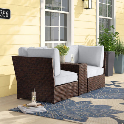 Outdoor Wicker Loveseat Set and Side Table
