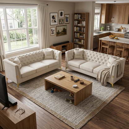Modern Velvet Sofa Set and Plush Home Seating