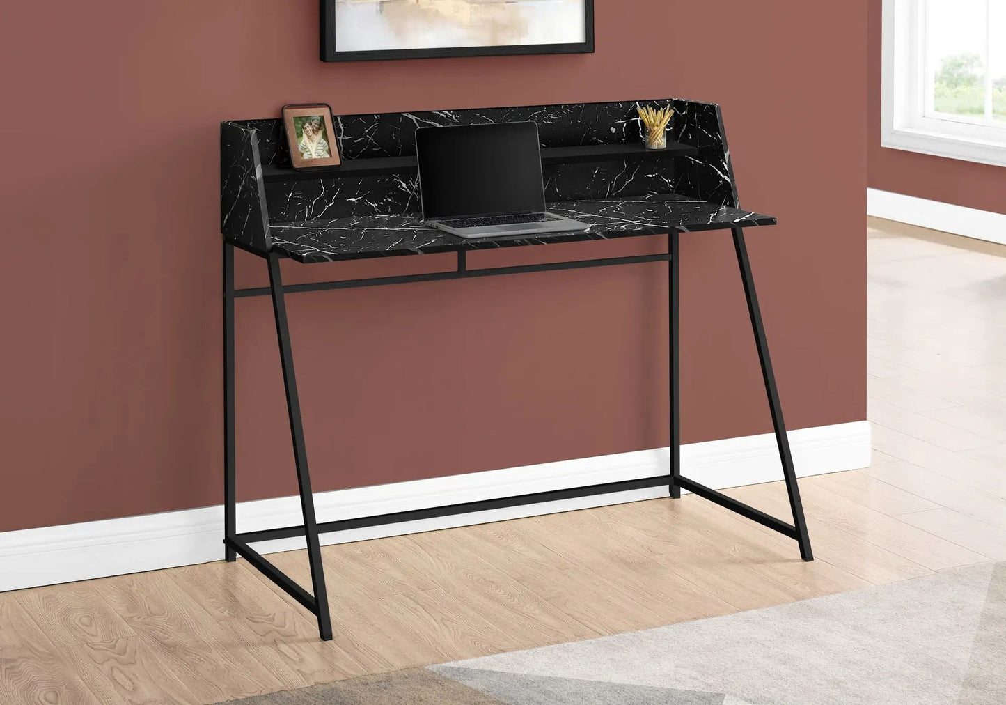 Marble Look Computer Desk for Home Office