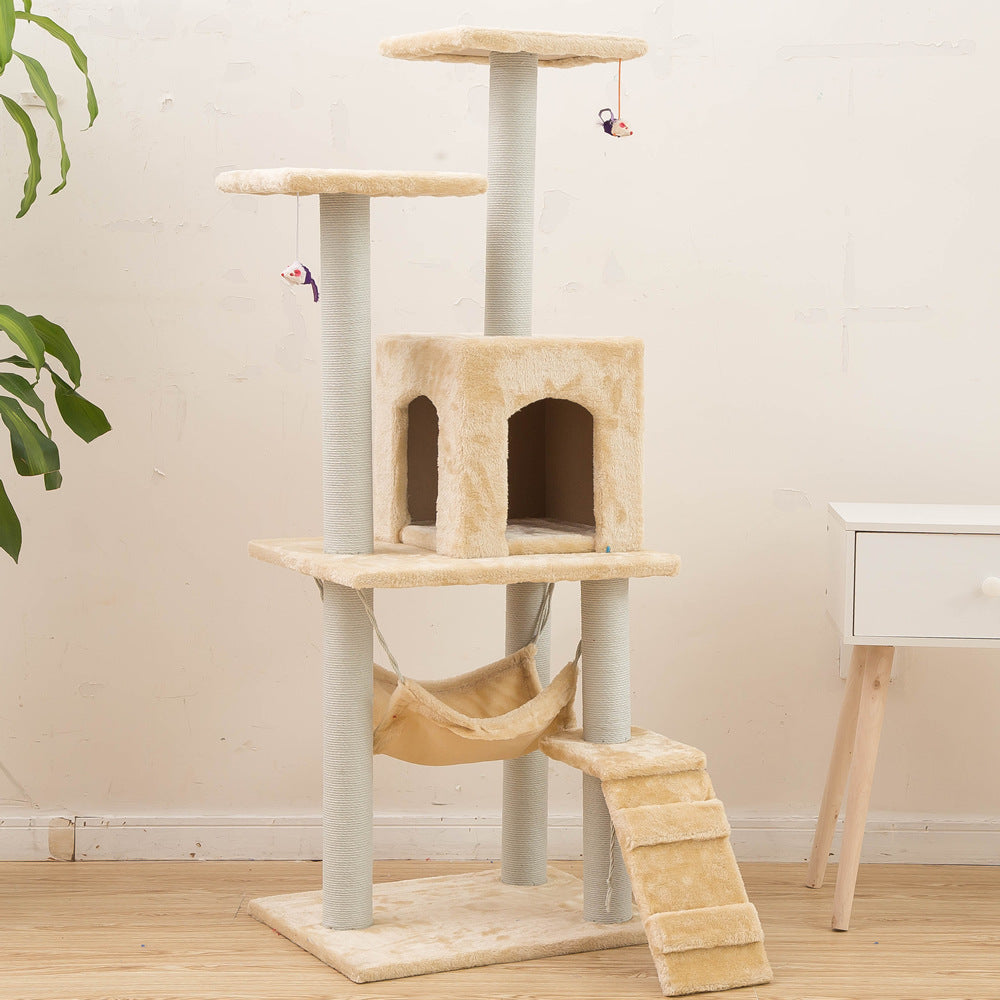 Cat Toys Climbing Frame beige plush cat tree with cubby, hammock and ramp by Sell My Stuff on Tampa Home & Garden Store