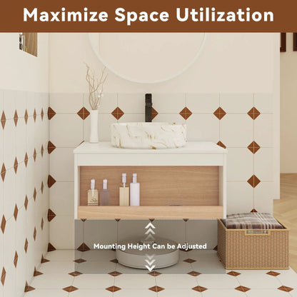 Floating Bathroom Vanity with Vessel Sink