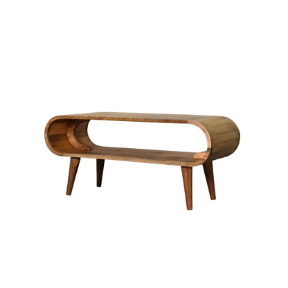 Amaya Nordic Style Wood Coffee Table with oval open-frame design and tapered legs by Unique Piece on Tampa Home & Garden Store