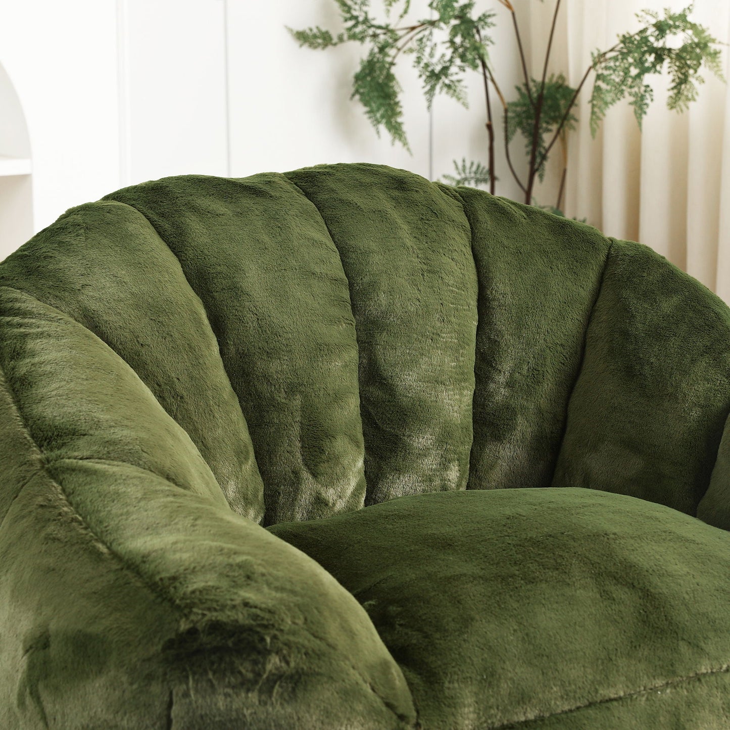 Beanbag chair with armrests in moss green plush fabric HouseOfZazla on Tampa Home & Garden Store