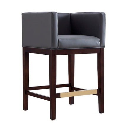 Counter height stool with gray upholstered seat and back, dark beech wood frame, HouseOfZazla on Tampa Home & Garden Store