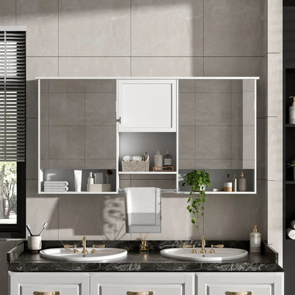 Wall-Mounted 3-in-1 Mirror Cabinet with Shelf