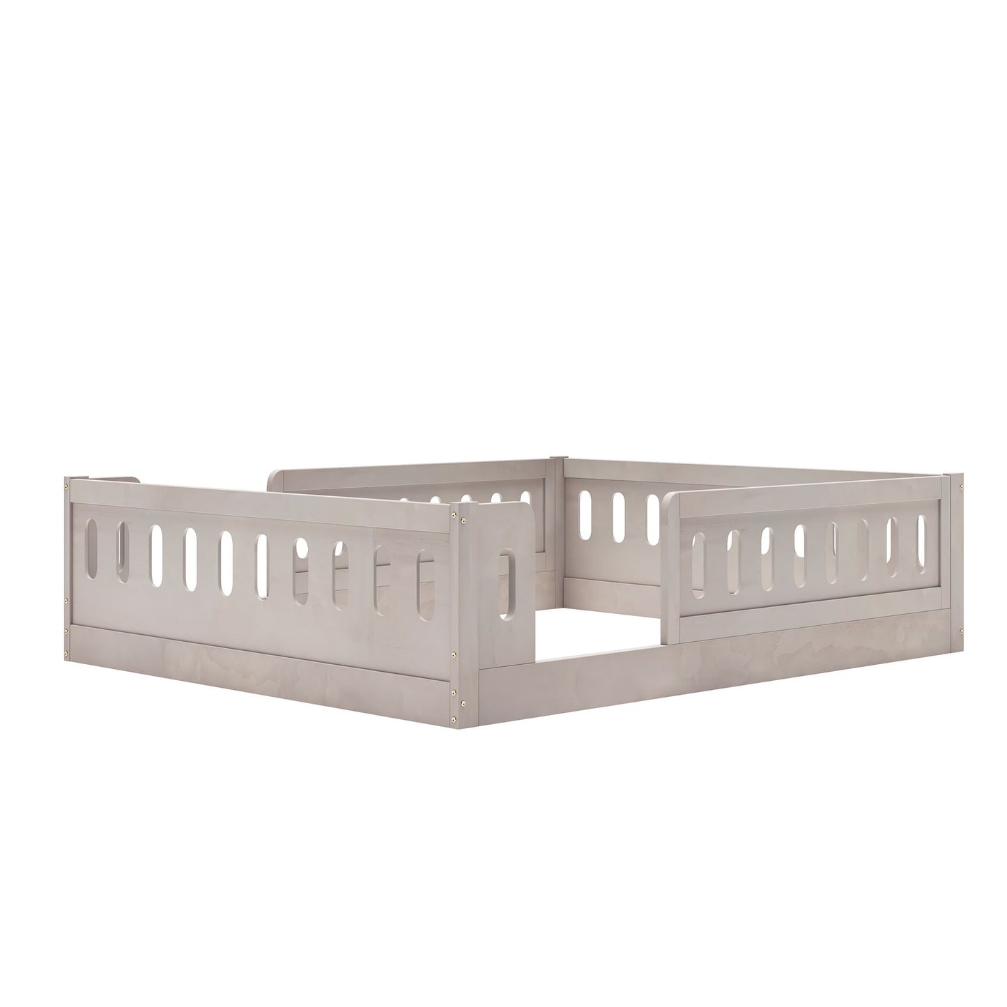 Platform Bed With Guardrail in light gray metal finish by HouseOfZazla on Tampa Home & Garden Store