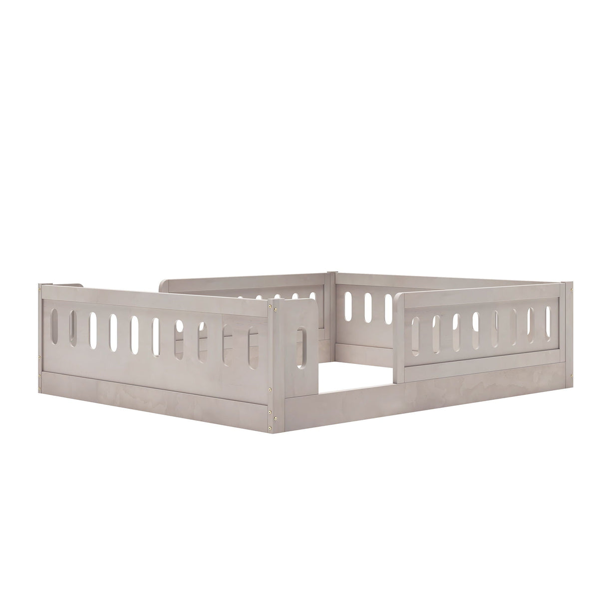 Platform Bed With Guardrail in light gray metal finish by HouseOfZazla on Tampa Home & Garden Store