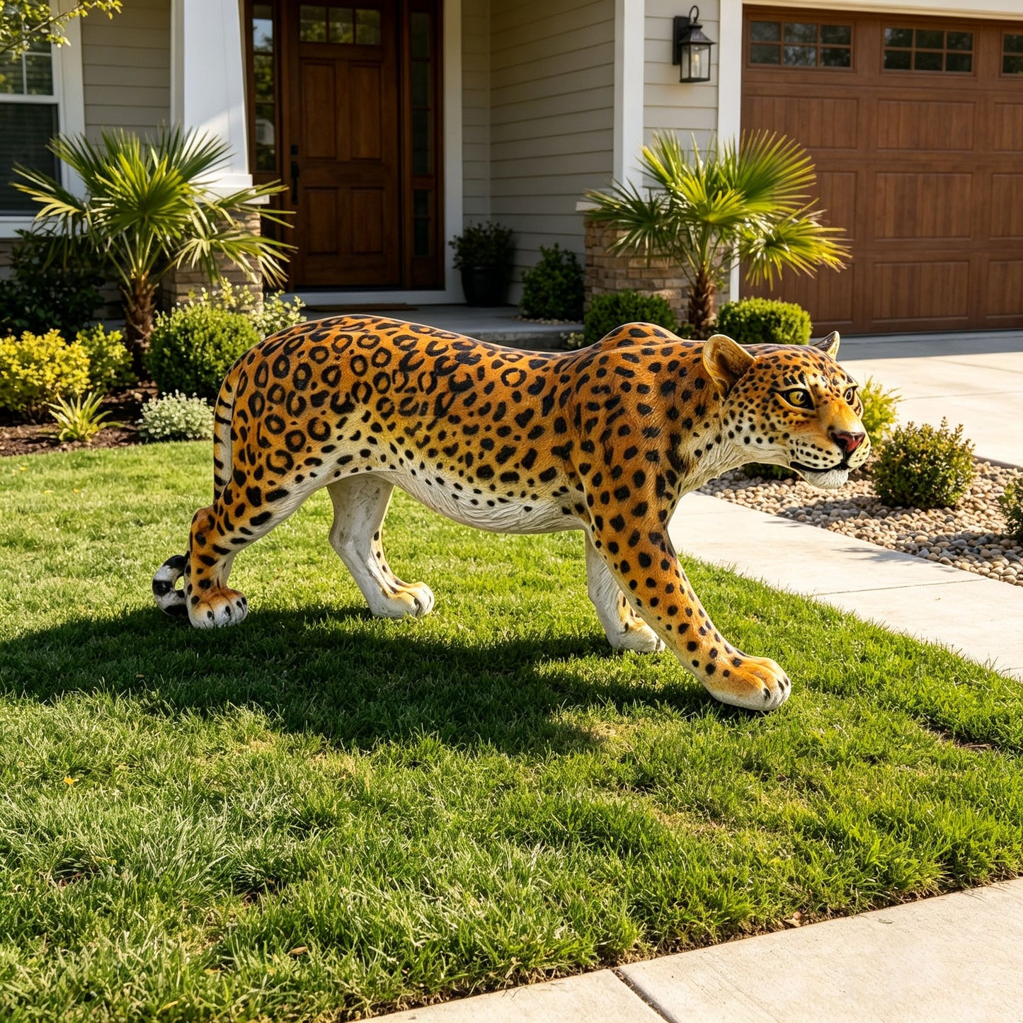 Realistic leopard garden statue, 32-inch resin outdoor sculpture by HouseOfZazla on Tampa Home & Garden Store