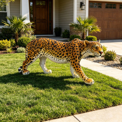 Realistic leopard garden statue, 32-inch resin outdoor sculpture by HouseOfZazla on Tampa Home & Garden Store