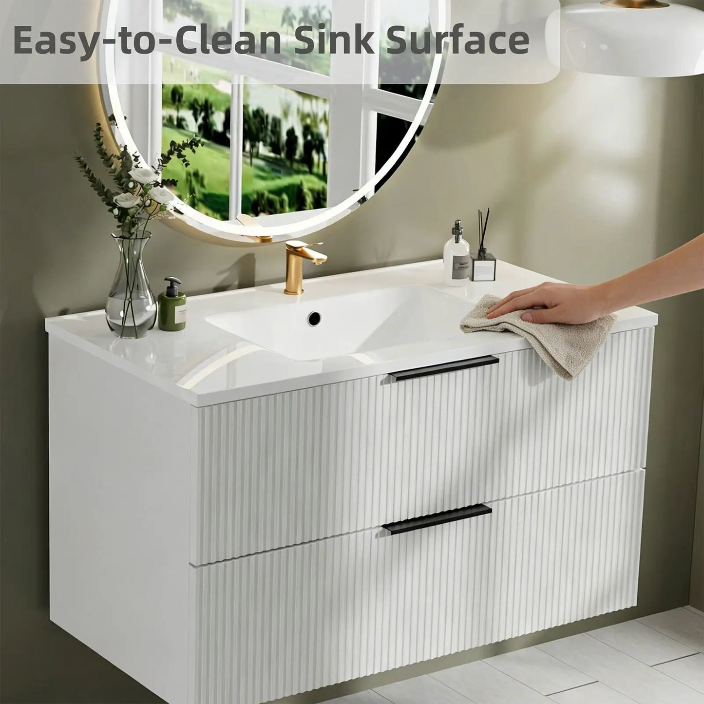 Floating Wall Mounted Vanity Sink and Drawers