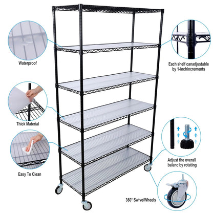 6 Tier NSF Metal Wire Shelving Unit for Storage