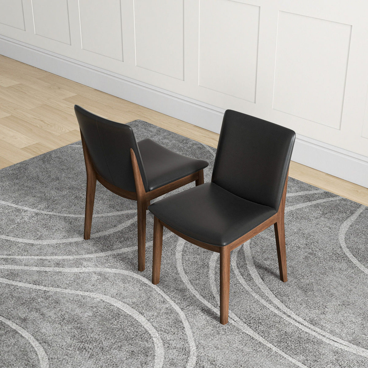Mid-Century Modern two-chair set with black leather upholstery and wood legs HouseOfZazla on Tampa Home & Garden Store