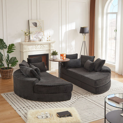 Round Oversized Sofa Bed with Throw Pillows