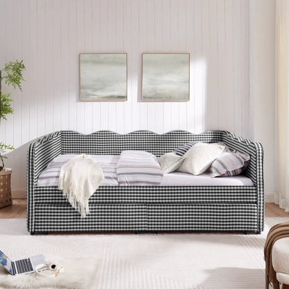 Gingham Daybed With USB Port and Wave Design