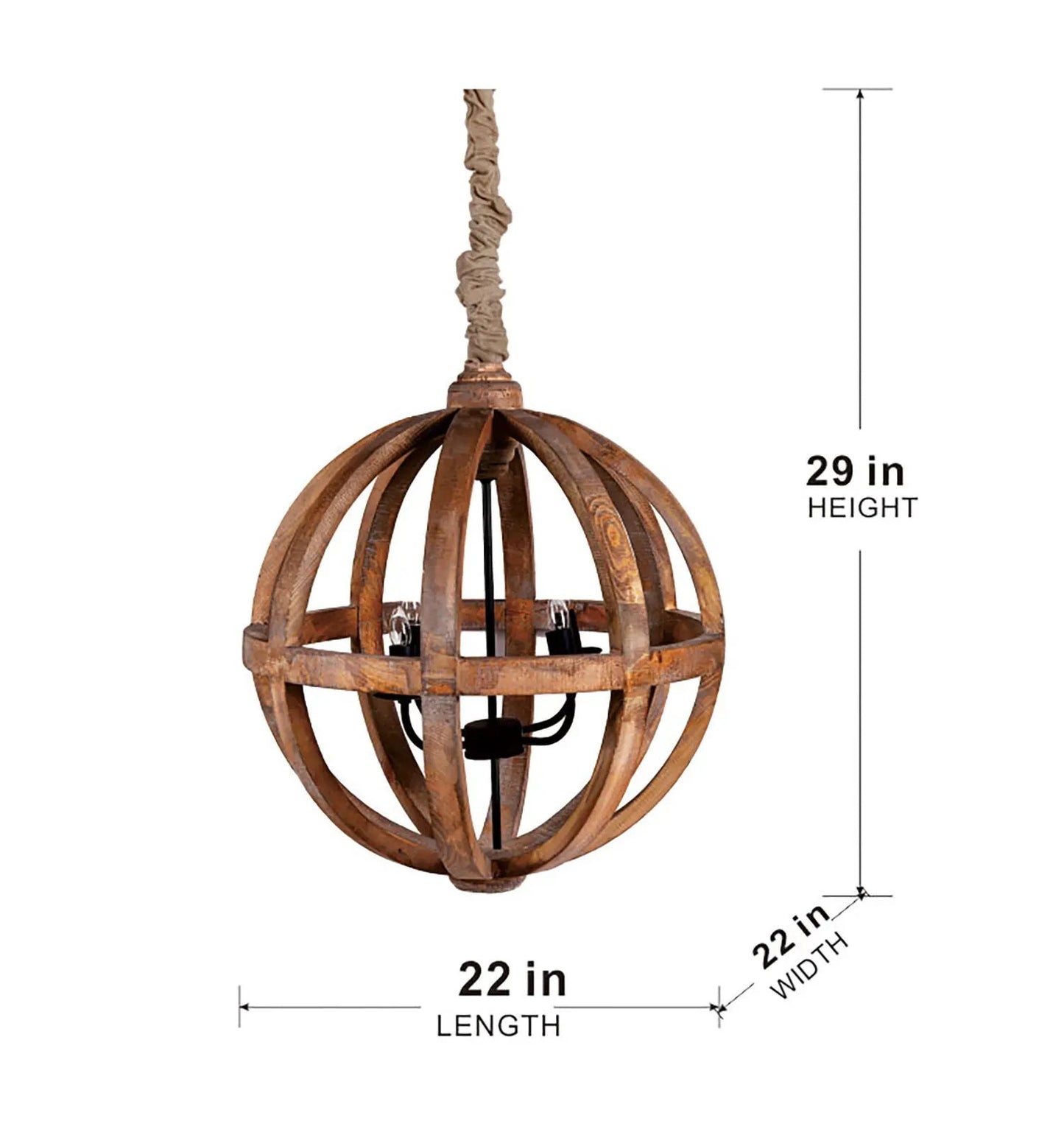 Wood Chandelier with Adjustable Chain for Kitchen