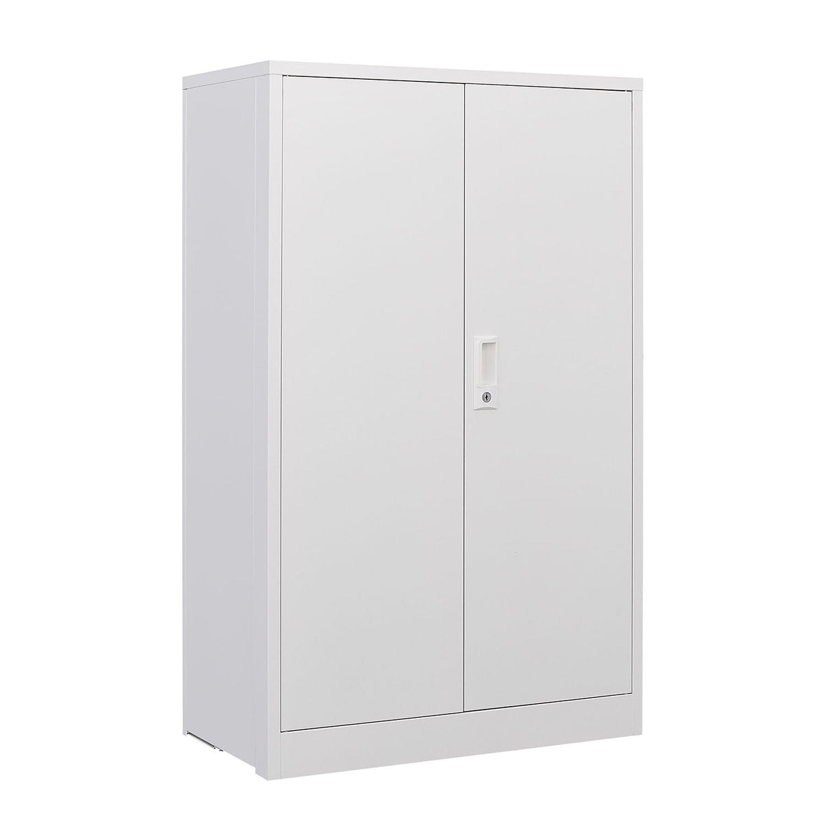 Metal storage cabinet with two locking doors and adjustable shelf in gray on Tampa Home & Garden Store