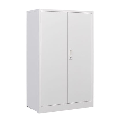 Metal storage cabinet with two locking doors and adjustable shelf in gray on Tampa Home & Garden Store