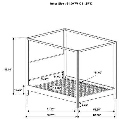 Mellie Canopy Bed by HouseOfZazla, metal frame canopy with slatted base, 61W x 81.25D on Tampa Home & Garden Store
