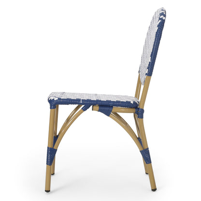 Navy Blue French Armless and Aluminum Chairs