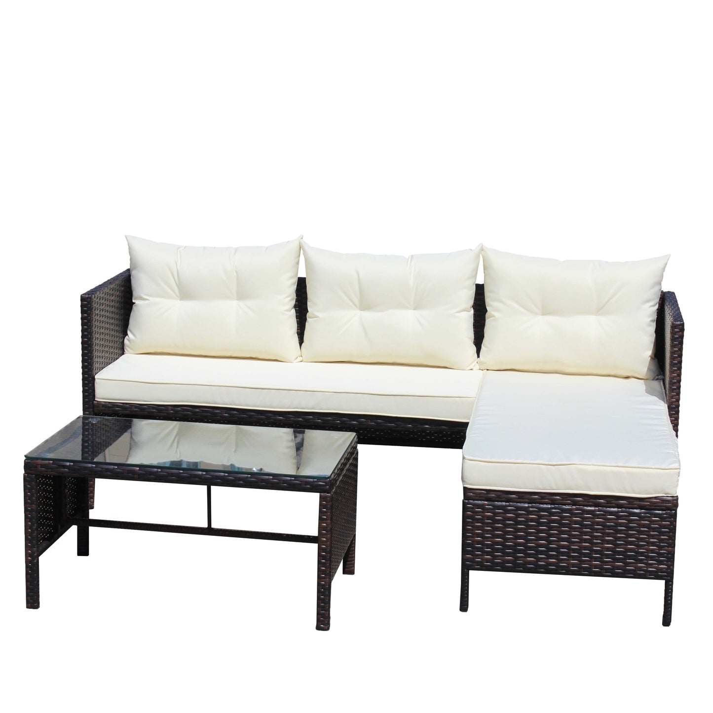 3 Piece Outdoor Wicker and Rattan Patio Set
