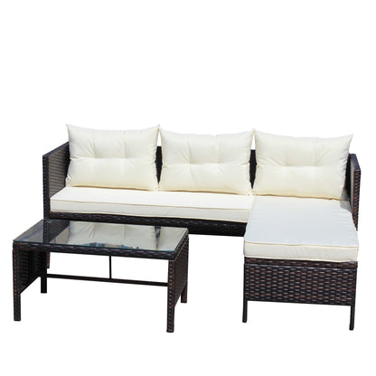 3 Piece Outdoor Wicker and Rattan Patio Set