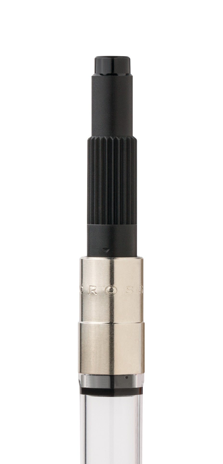 Cross fountain pen converter push-in style, black plastic with chrome collar marked CROSS on Tampa Home & Garden Store